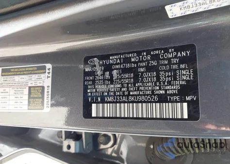 2019 Hyundai Tucson Sel from USA, damaged, VIN KM8J33AL8KU980526